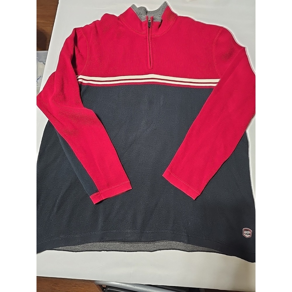 Eddie Bauer Red Black Men's XL 1/4 Zip Pullower Sweater